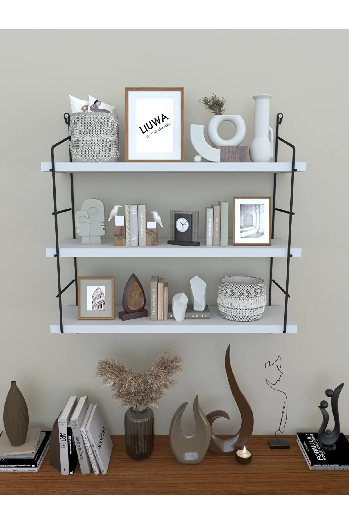 Weiß Bücherregal mit 3 Ebenen 